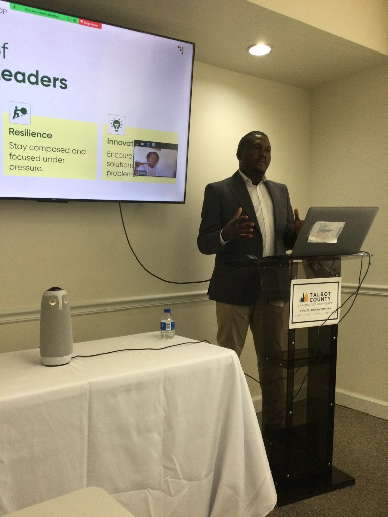 Olaniyi Taiwo presenting Adaptive Leadership: strategies for collaboration, clarity and resilience.